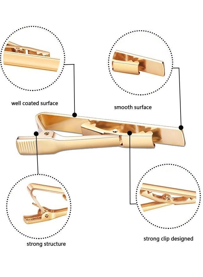 4 Pack Tie Clips for Men, Classic Tie Clip Silver Gold Black Blue Necktie Tie Bar Pinch Clips Suitable for Wedding Anniversary Business and Daily Life 5.8cm - Image 3